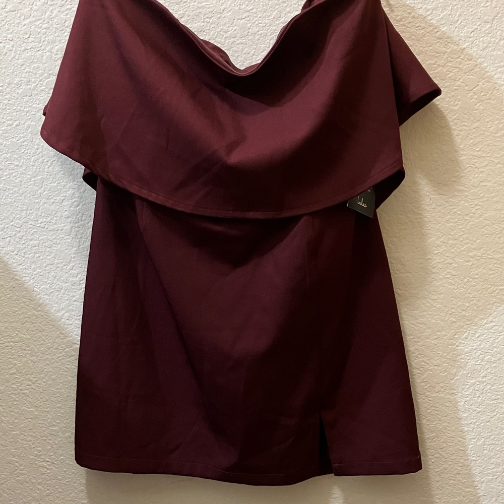 Lulu's Deep Burgundy  Off-Shoulder mini dress